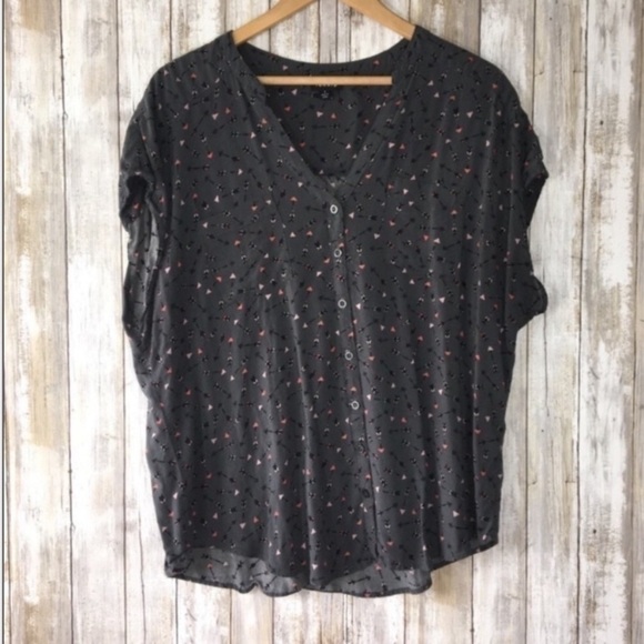 Torrid Grey Arrow Button Down Blouse - Picture 2 of 5